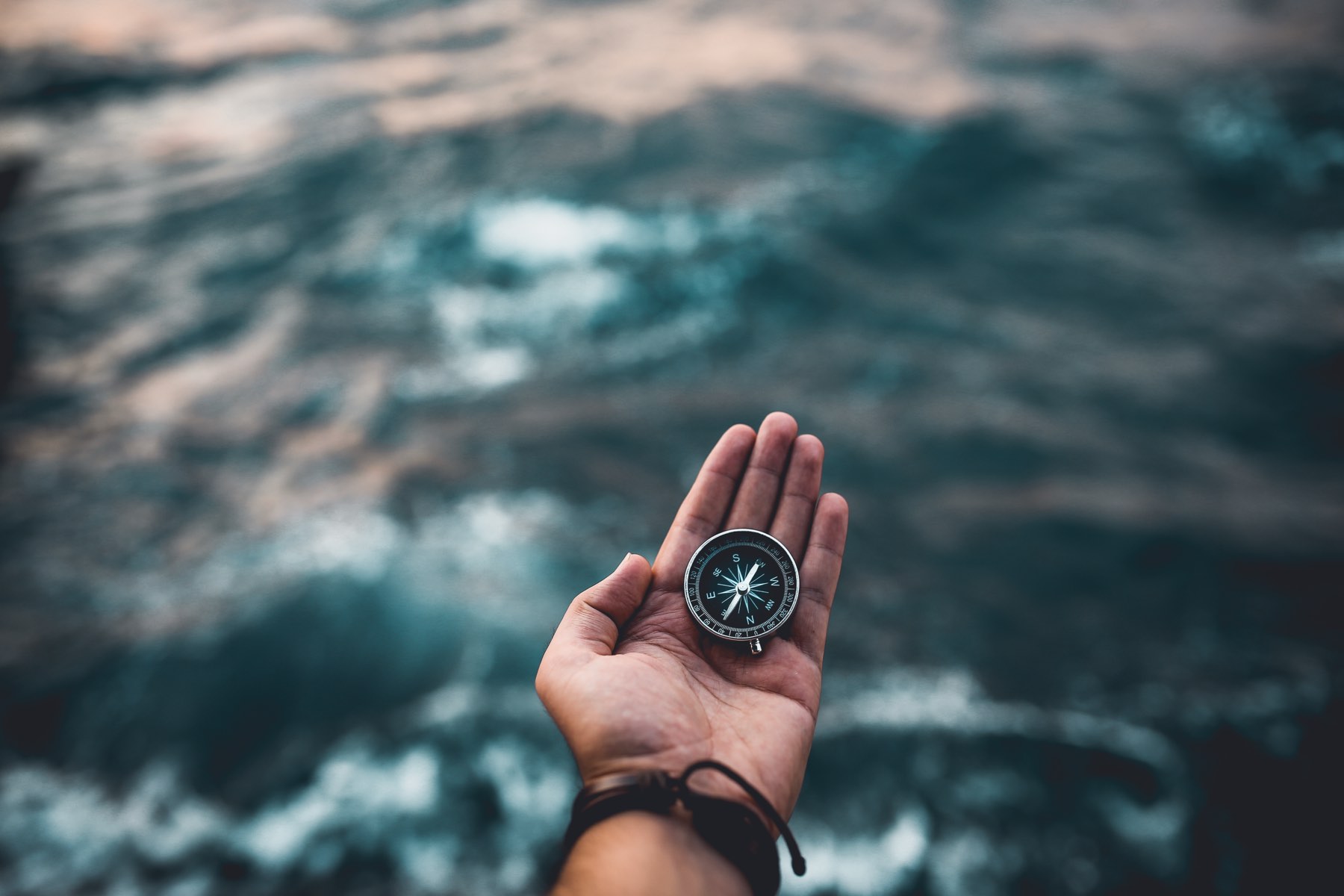 A compass held over the sea — discovering direction